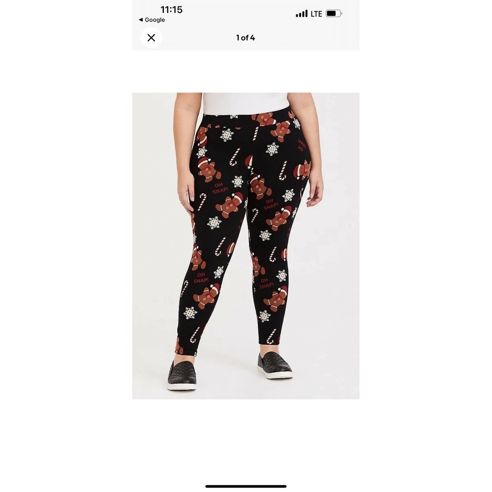 Torrid Black Oh Snap Gingerbread Christmas Holiday Leggings Plus Size - Picture 4 of 7